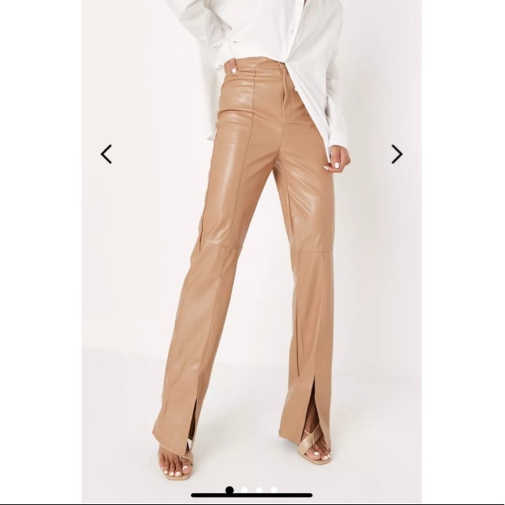 Missguided Tan Leather Pants